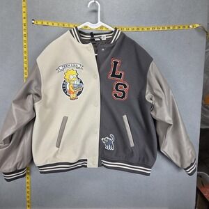 The Simpsons Jacket Mens Large Gray Team Lisa Varsity Nerd Nation Fleece